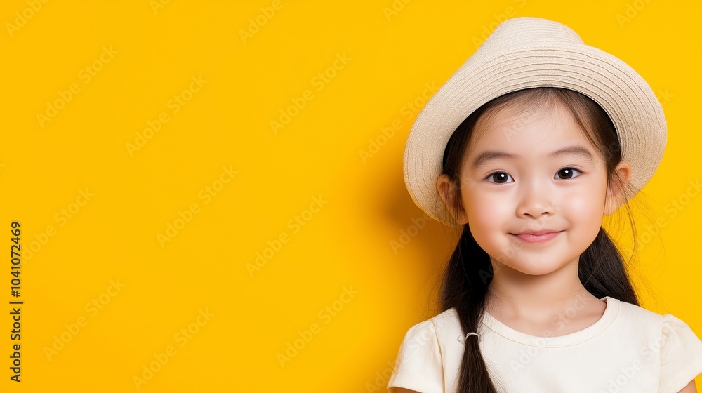 Asian kid girl wearing hat Asian kid girl wearing hat