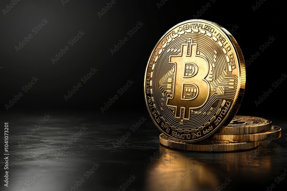 A Stack of Golden Bitcoin Cryptocurrency Coins A Stack of Golden Bitcoin Cryptocurrency Coins