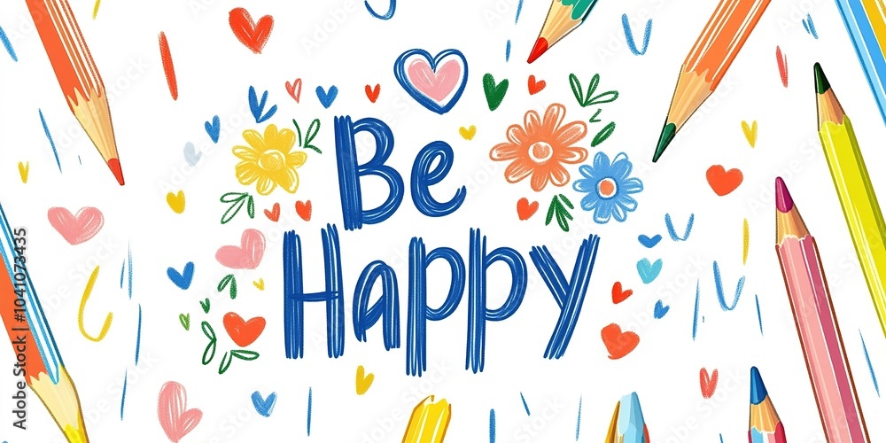 Bright crayon doodle with Bright crayon doodle with