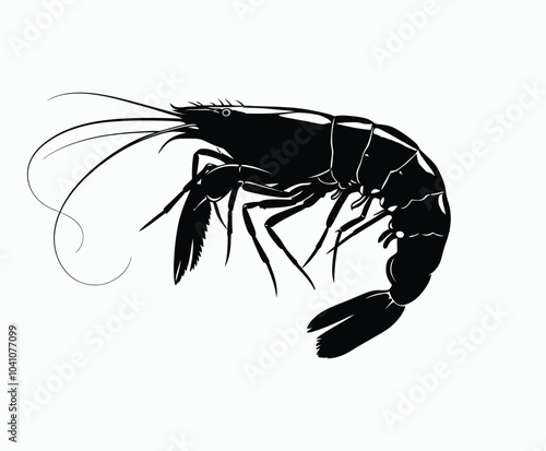 Classic Shrimp Silhouette EPS Vector Template Illustration