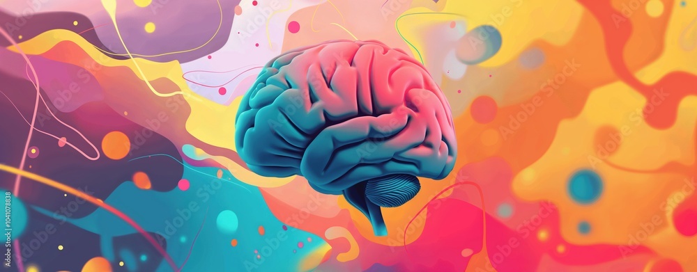 Colorful Swirls Around a Bright Brain Colorful Swirls Around a Bright Brain