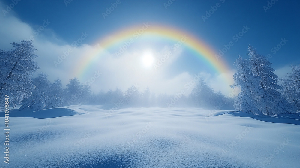 Rainbow with snowy mountains in the background and green trees in foreground. morning in Switzerland alps. Mist and fog rising in the morning.
Rainbow with snowy mountains in the background and green trees in foreground. morning in Switzerland alps. Mist and fog rising in the morning.