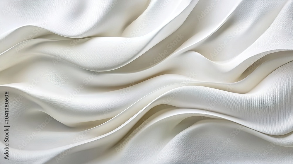 Elegant White Silk Fabric with Smooth Waves Elegant White Silk Fabric with Smooth Waves