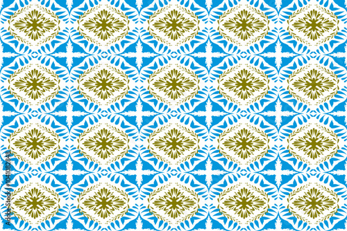 Seamless pattern with flowers, Embroidery Bohemian. Art Ornament Print. Design for Carpet, Cover, Wallpaper, Wrapping, Fabric, Clothing, Ceramic, Kitchen Wall,Lisbon,