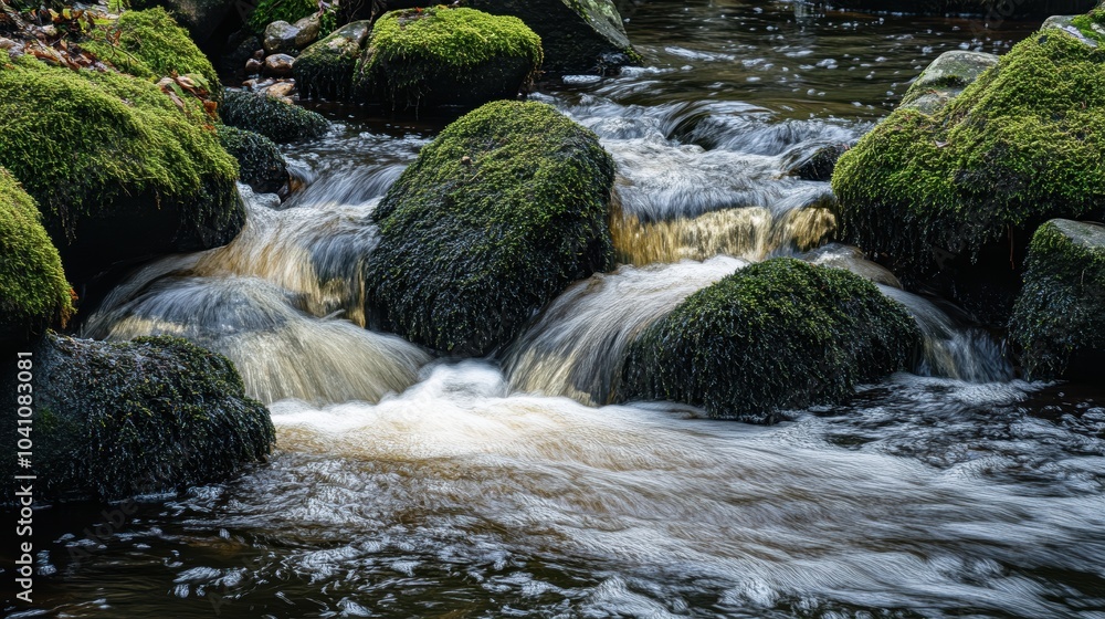 Moss Covered Rocks by Mountain Stream Moss Covered Rocks by Mountain Stream