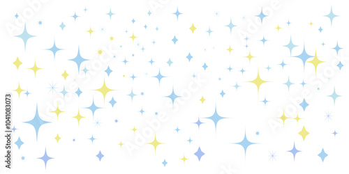 青色と黄色のキラキラした背景イラスト　星空