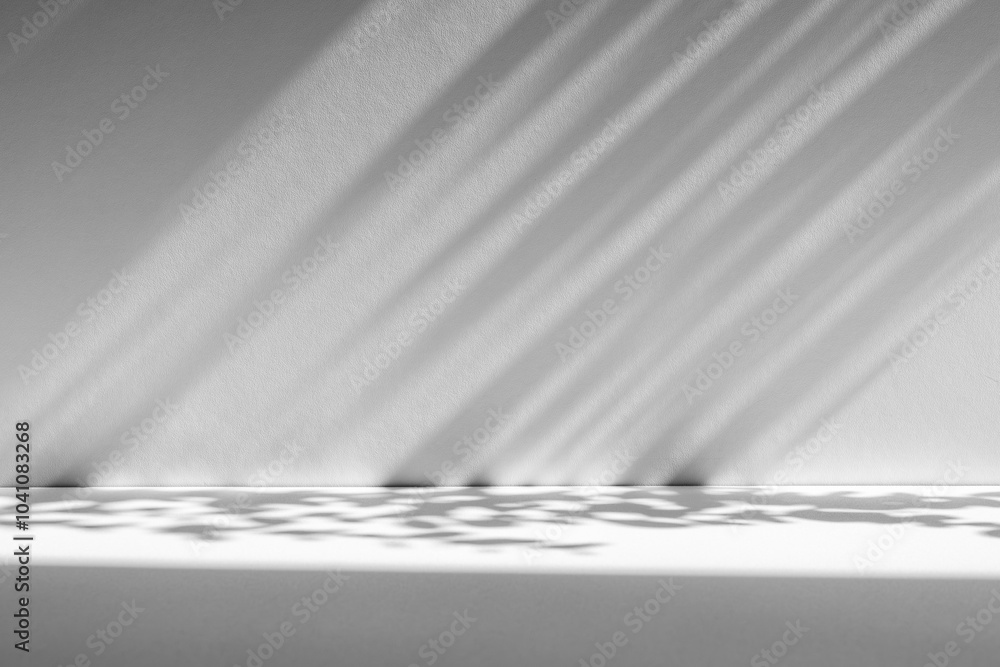 Wall interior background, studio and backdrops show products.with shadow from window color white and grey. background for text insertion and presentation product Wall interior background, studio and backdrops show products.with shadow from window color white and grey. background for text insertion and presentation product