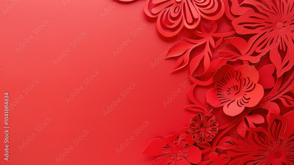 Red Paper Cuttings background - a vivid and traditional sight. This image features a beautiful background filled with red paper cuttings, exuding a sense of cultural charm and festive atmosphere. Red Paper Cuttings background - a vivid and traditional sight. This image features a beautiful background filled with red paper cuttings, exuding a sense of cultural charm and festive atmosphere.