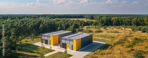 Obraz na płótnie Data center surrounded by greenery w salonie