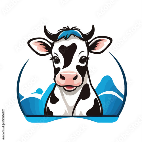 Baby cow, Cow Illustration vector design, Cow logo, icon Design