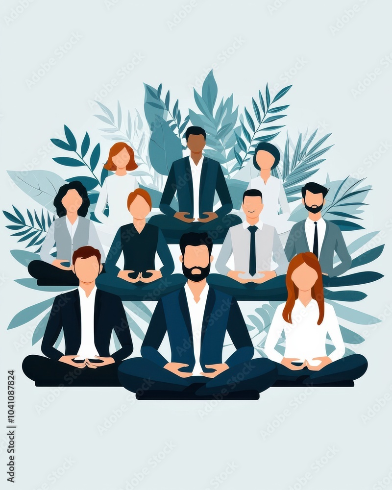 Diverse Group Meditating in a Serene Circle Diverse Group Meditating in a Serene Circle