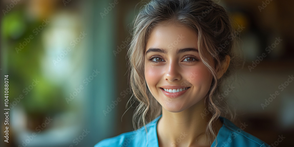Fototapeta premium A young Indian girl is taking care of an elderly person in the caregiver's home in a luxurious room.