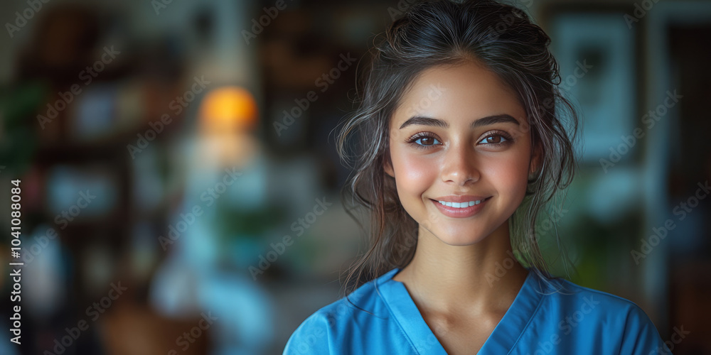 A young Indian girl is taking care of an elderly person in the caregiver's home in a luxurious room. A young Indian girl is taking care of an elderly person in the caregiver's home in a luxurious room.