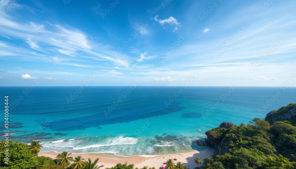 Aerial View of a Secluded Tropical Beach with Clear Blue Waters and Lush Greenery Aerial View of a Secluded Tropical Beach with Clear Blue Waters and Lush Greenery