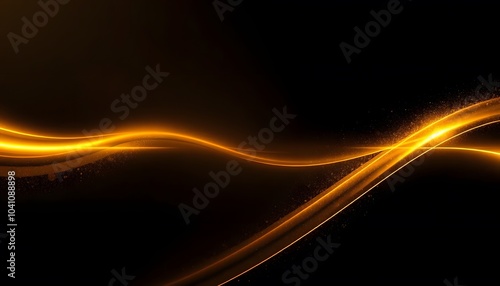 Abstract Background with Golden Glowing Lines and Sparkles photo