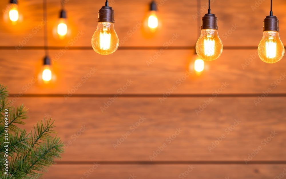 Empty scenes with lights and bulbs on wooden floor and walls. Empty space room made of wood. Empty stage background Empty scenes with lights and bulbs on wooden floor and walls. Empty space room made of wood. Empty stage background