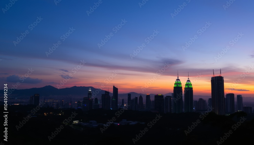 Kuala Lumpur Skyline at Dusk with the Petronas Towers Kuala Lumpur Skyline at Dusk with the Petronas Towers
