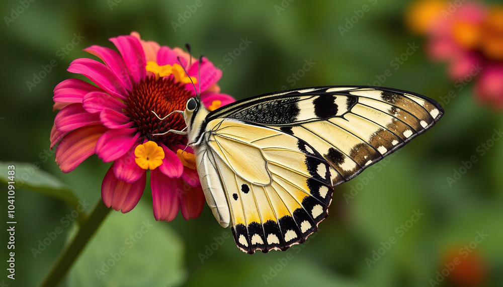 Fototapeta premium A butterfly is sitting on a flower