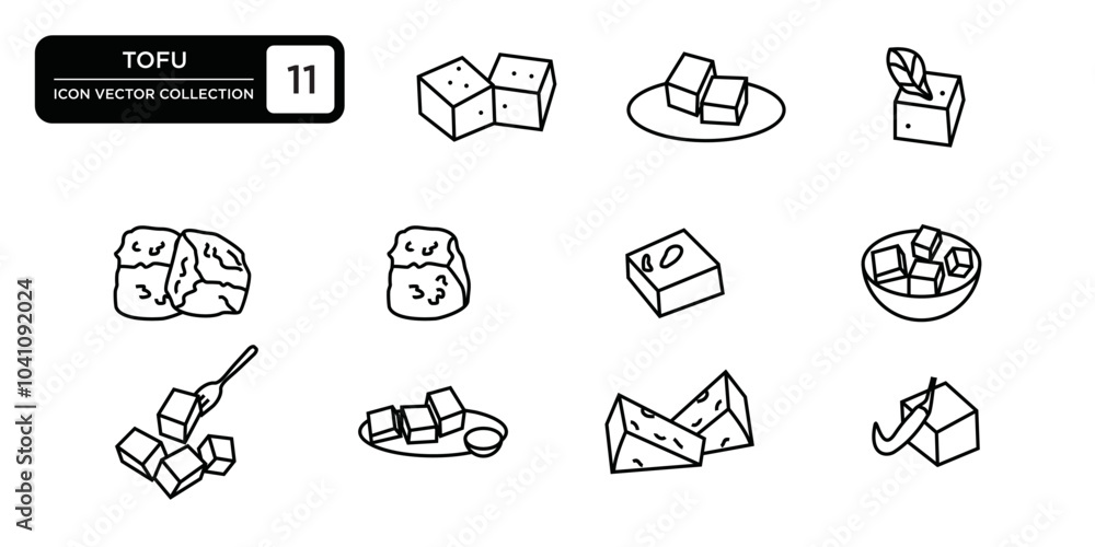 Fototapeta premium Tofu icon collection, editable and resizable vector icon templates.