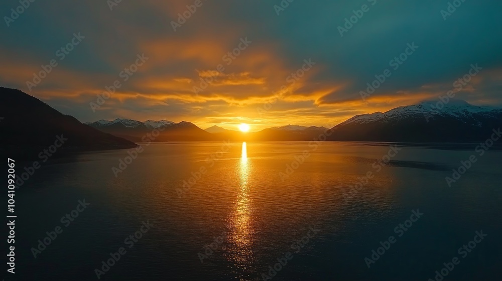 A breathtaking sunset over a mountain range with a lake in the foreground, creating a stunning reflection of the golden hour. A breathtaking sunset over a mountain range with a lake in the foreground, creating a stunning reflection of the golden hour.