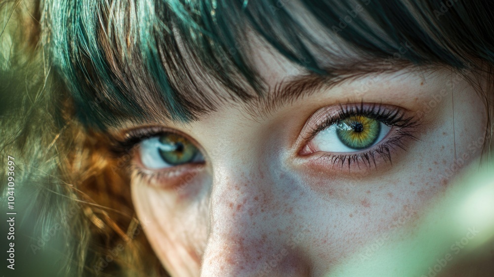 Close-up of person with green eyes Close-up of person with green eyes