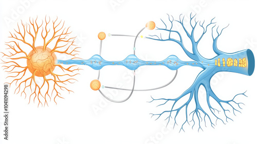 A simple diagram showing how nerve cells connect. This visual is used for teaching about the human nervous system.