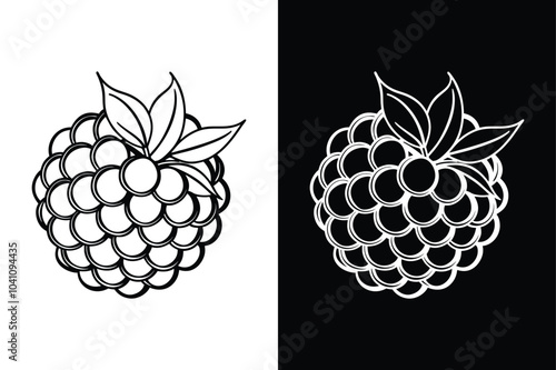 Blackberry Outline Icon. Simple Vector Silhouette on White and Black Backgrounds
