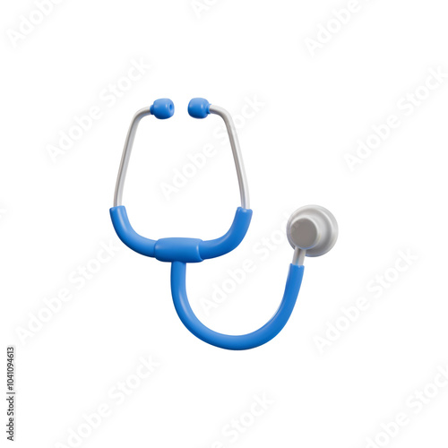 Stethoscope 3D vector icon, realistic medical equipment for diagnostics, blue stethoscope cardiology doctor instrument