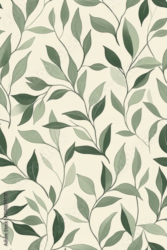 Seamless leaf pattern. Elegant grey green leaf background. Luxurious botanical texture