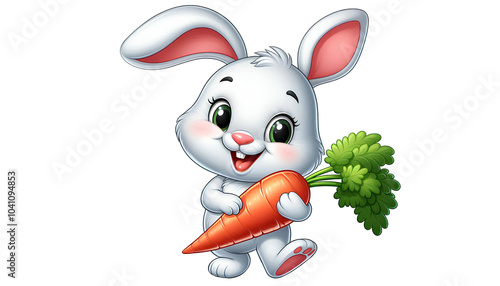 Cartoon Rabbit Enjoying a Snack photo