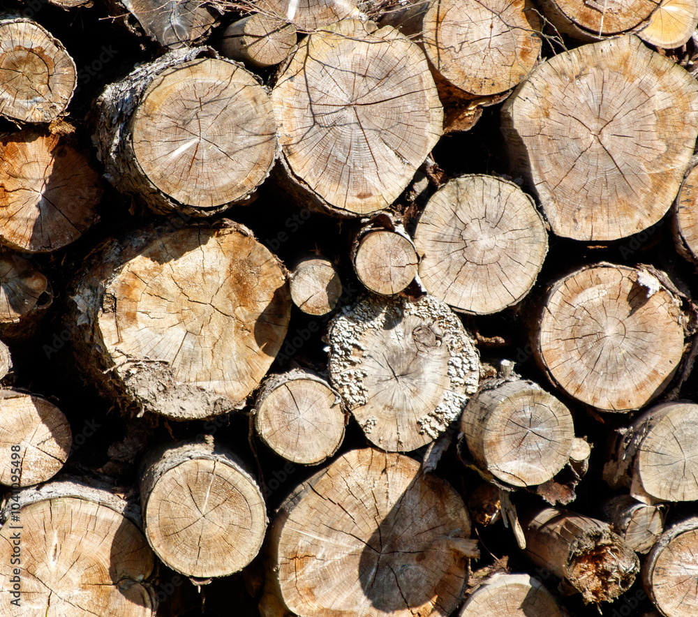 A pile of logs with many different sizes and shapes