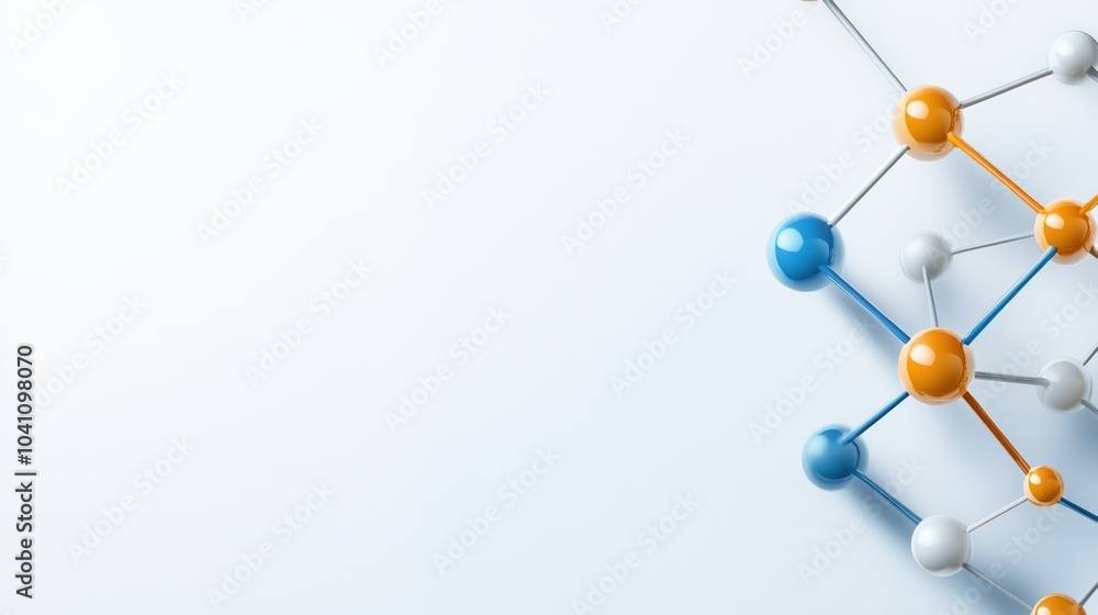 Obraz premium Molecular structure, colorful atoms on white isolated background.