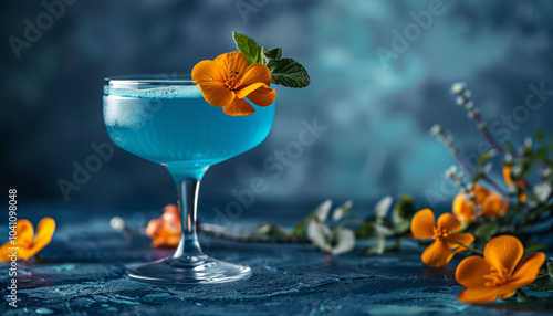 Un magnifique cocktail de couleur bleu