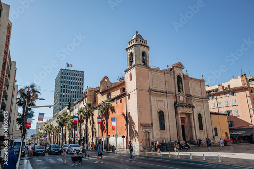 Toulon, France - July 10, 2024 : The old city centre of Toulon, southern France