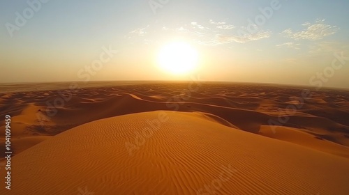 Desert Sunset Landscape Golden Hour Sand Dunes Wide View