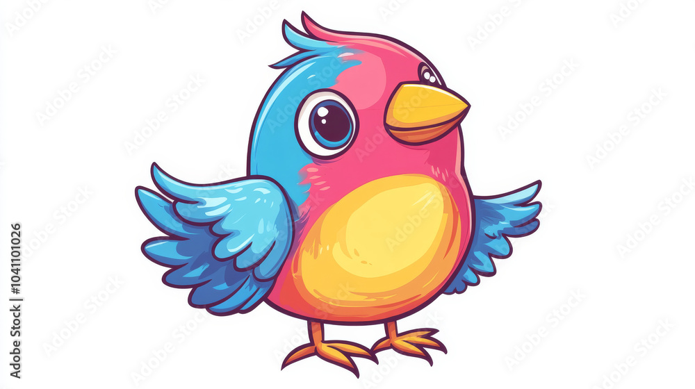 A colorful cartoon drawing of a bird. It's perfect for teaching kids. A colorful cartoon drawing of a bird. It's perfect for teaching kids.