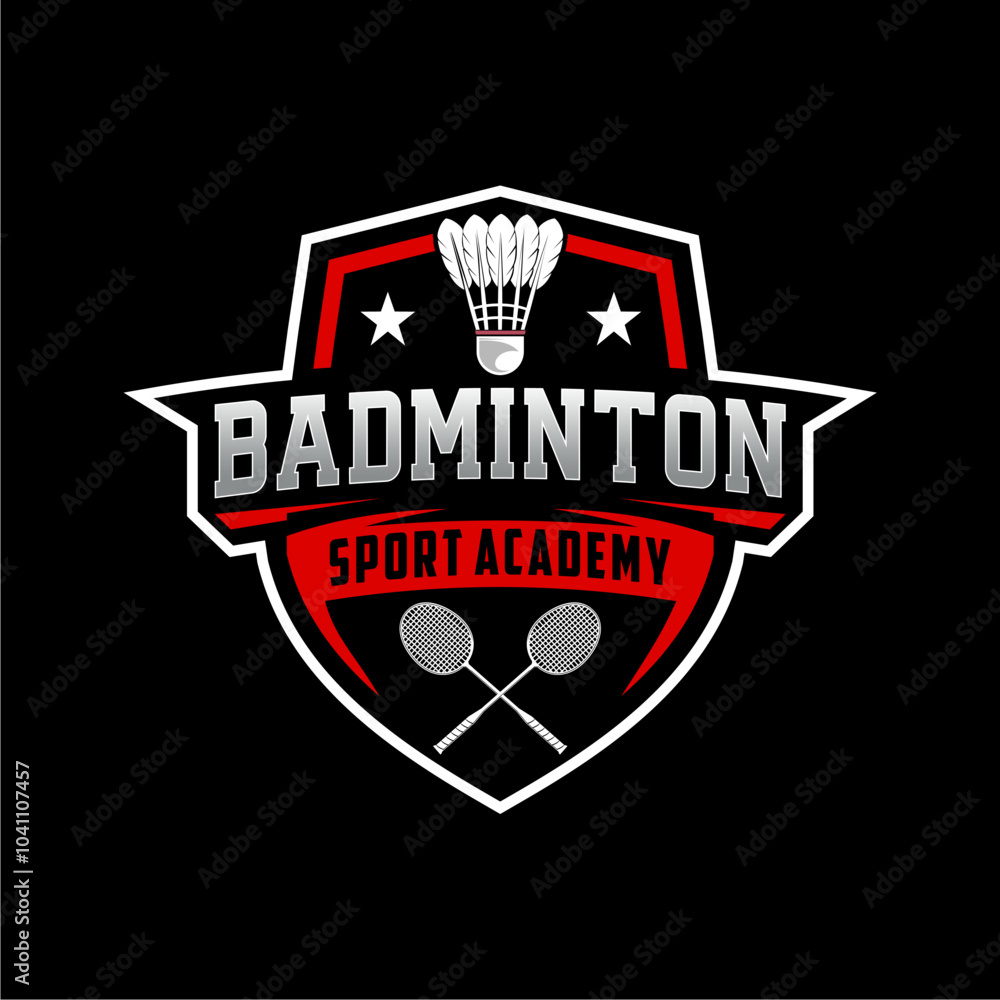 Fototapeta premium Badminton club logo template, Badminton tournaments logotype concept. Abstract sport symbol design vector illustration