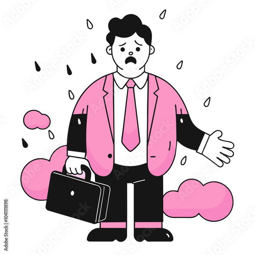 bad day business illustration of a man