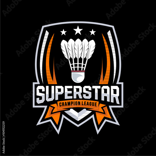 Badminton club logo template, Badminton tournaments logotype concept. Abstract sport symbol design vector illustration