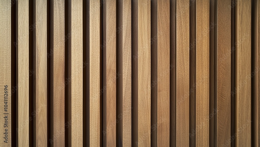 Obraz premium A close-up of the texture and pattern on vertical slats in an oak wood wall