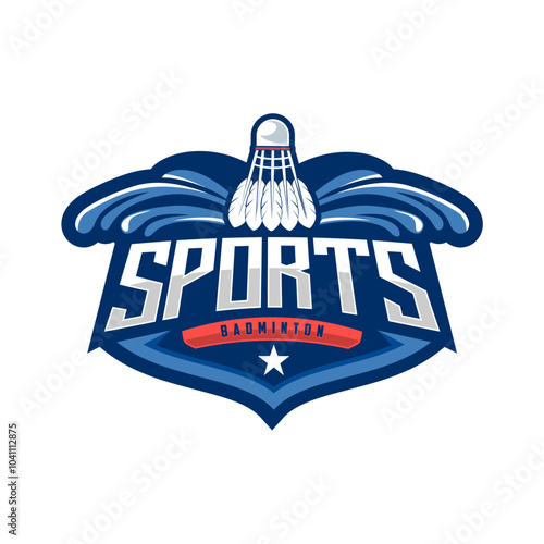 Badminton club logo template, Badminton tournaments logotype concept. Abstract sport symbol design vector illustration