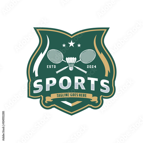 Badminton club logo template, Badminton tournaments logotype concept. Abstract sport symbol design vector illustration