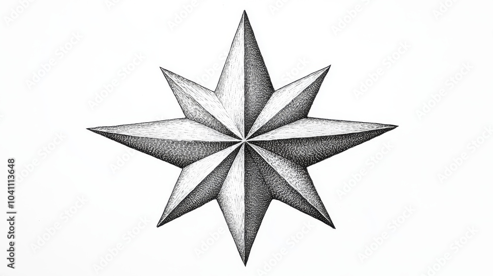 A simple, black and white drawing of a star, made to look like an old-fashioned engraving. A simple, black and white drawing of a star, made to look like an old-fashioned engraving.