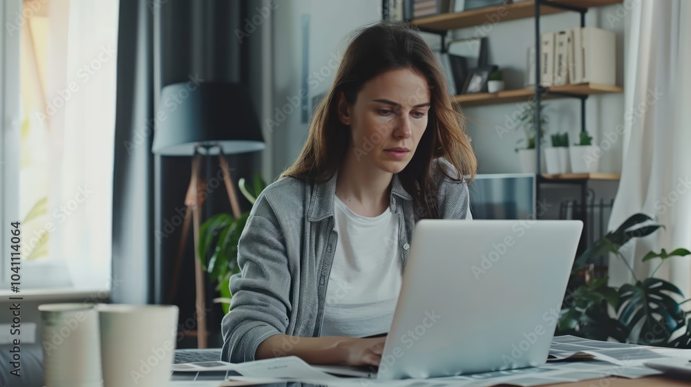 Couple Reviewing Family Budget at Home Couple Reviewing Family Budget at Home