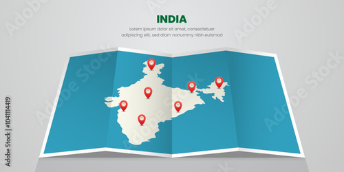 India map travel with pin tag location design Illustration