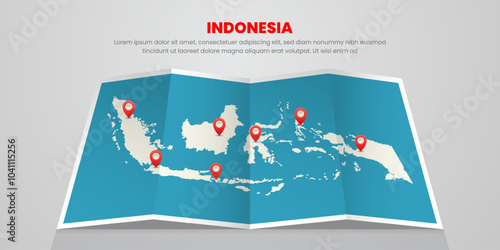 Indonesia map travel with pin tag location design Illustration