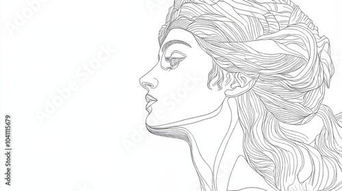 A detailed line drawing of the Greek goddess Aphrodite, created to look like a classic engraved statue.