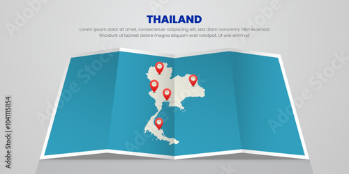 Thailand map travel with pin tag location design Illustration