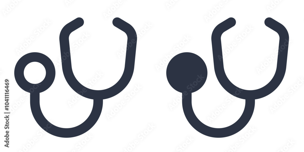 Stethoscope simple icons set designed in filled, outline, line and stroke style Stethoscope simple icons set designed in filled, outline, line and stroke style