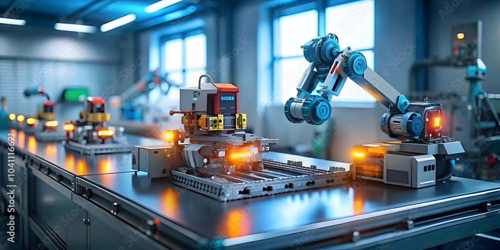 Team Using AI Design Software in Manufacturing Lab, Showcasing AI Integration in Product Development with Ample Copy Space for Photo Stock Concept, Environment Shot, Modern Tech Manufacturing Team Using AI Design Software in Manufacturing Lab, Showcasing AI Integration in Product Development with Ample Copy Space for Photo Stock Concept, Environment Shot, Modern Tech Manufacturing